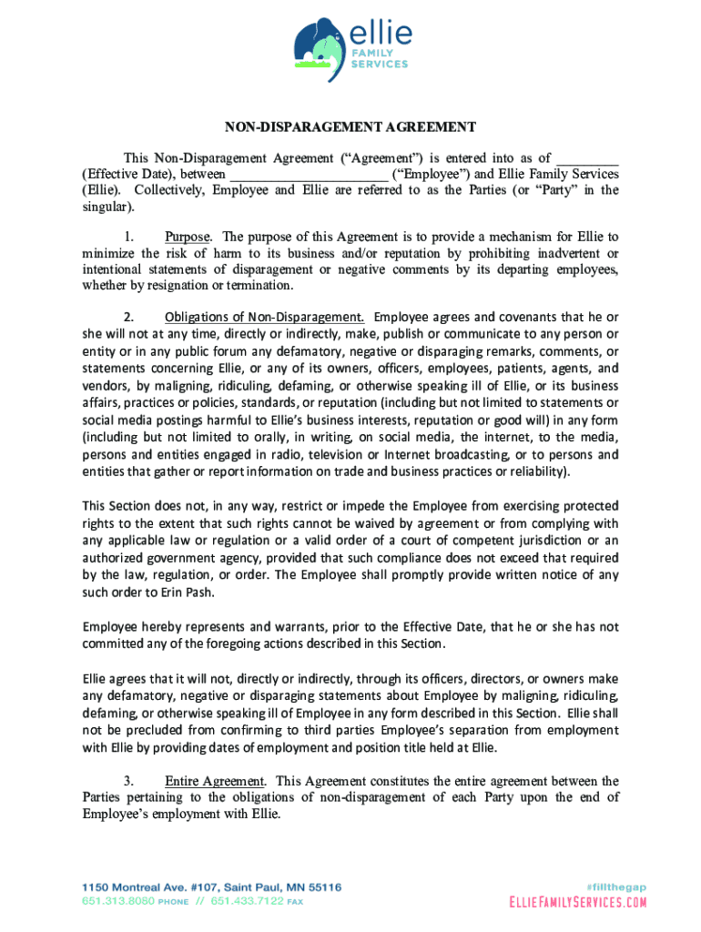 Fillable Online MUTUAL RELEASE AND NONDISPARAGEMENT AGREEMENT Fax