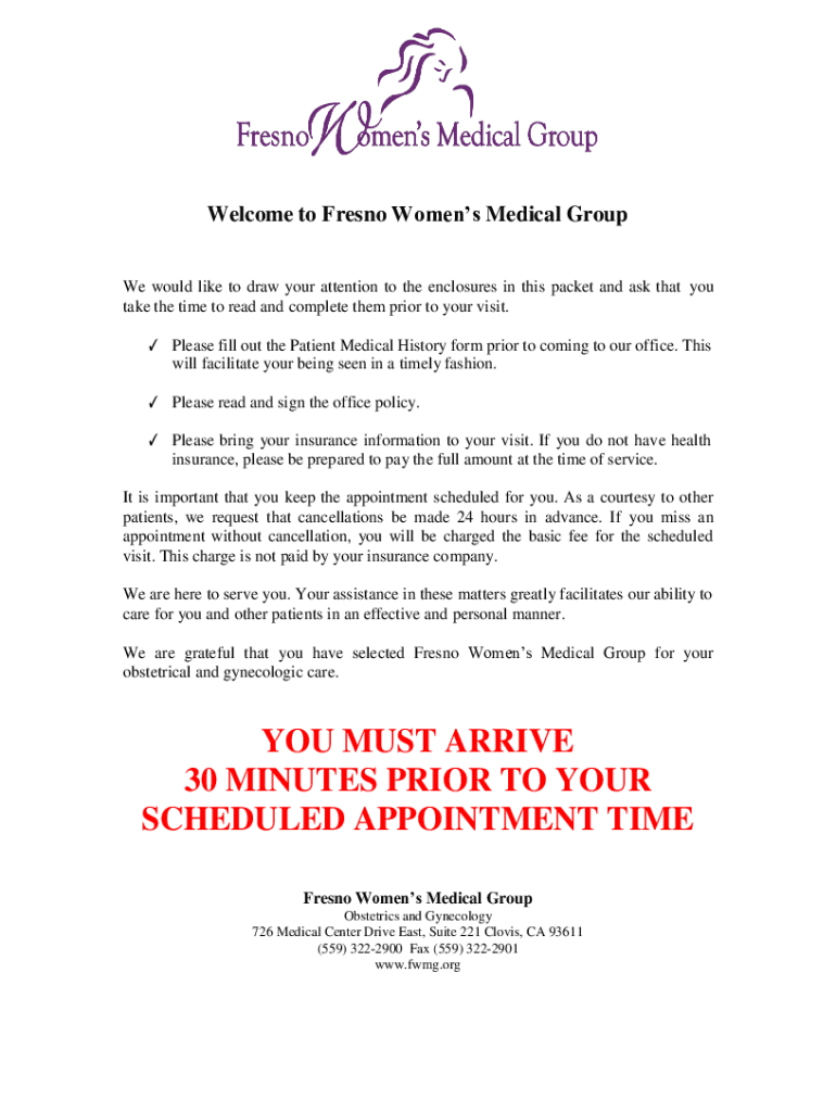 Fillable Online Fillable Online to Fresno Women's Medical Group