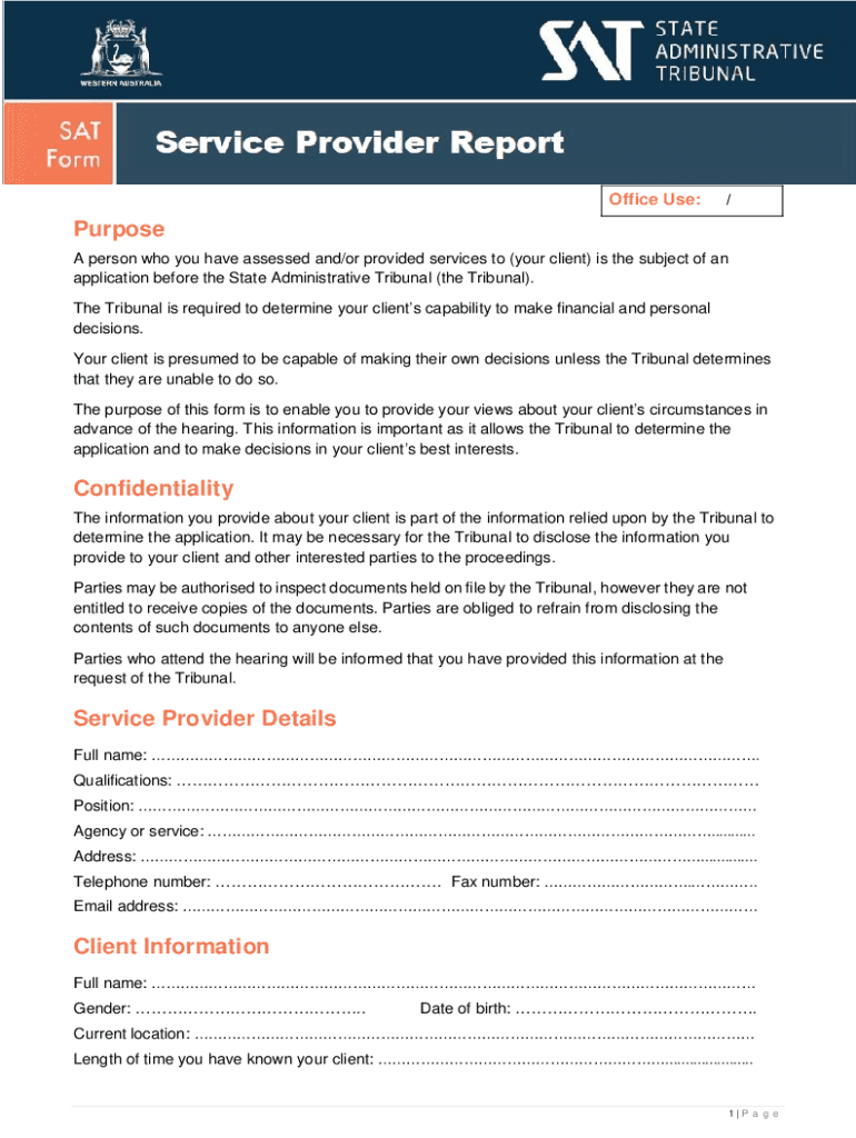 state administrative tribunal service report form Preview on Page 1