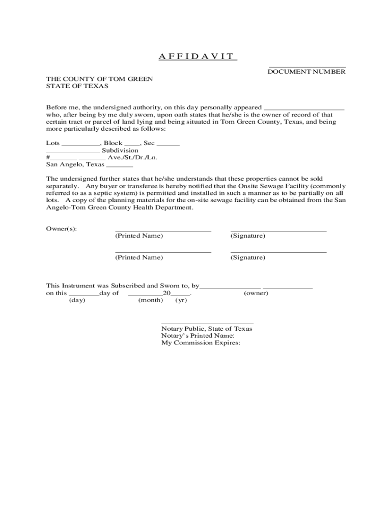 Fillable Online TEXAS HOME EQUITY AFFIDAVIT AND AGREEMENT (First Lien Fax Email Print