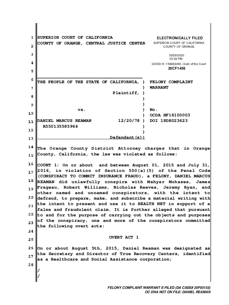 Fillable Online Superior Court of California County of Orange