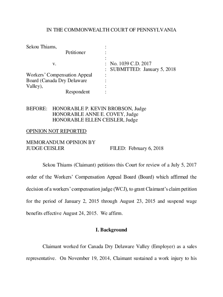 Fillable Online order of the Workers Compensation Appeal Board (Board