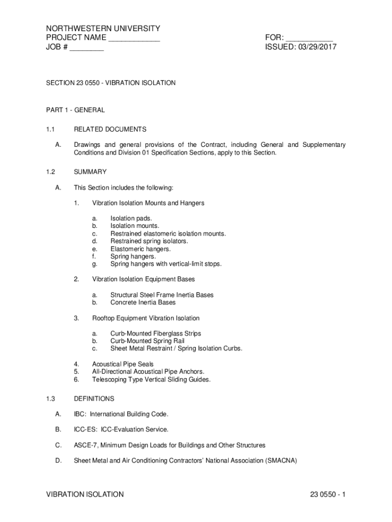 Fillable Online SECTION 230548 VIBRATION AND SEISMIC CONTROLS FOR