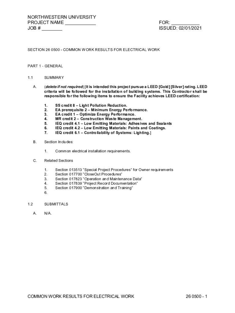 Fillable Online MASTER SPECIFICATIONS Division 26 ELECTRICALMASTER SPECIFICATIONS Division 26