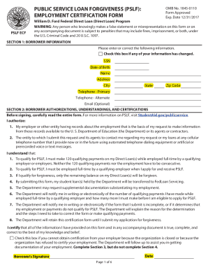 public service loan forgiveness (pslf): employment certification form