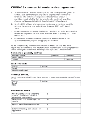 COVID-19 commercial rental waiver agreement
