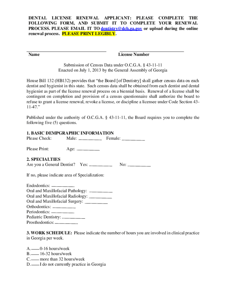Fillable Online Dentist License Renewal Texas State Board of Dental