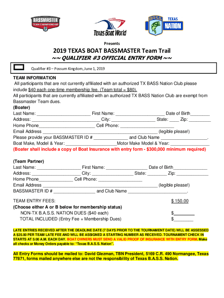 Fillable Online Texas Team Trail Qualifier 3 Sam... Texas Team