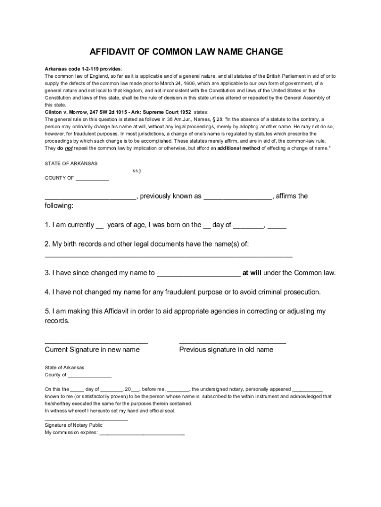 Fillable Online AFFIDAVIT OF COMMON LAW NAME CHANGE Fax Email Print fillable-online-affidavit-of-common-law-name-change-fax-email-print