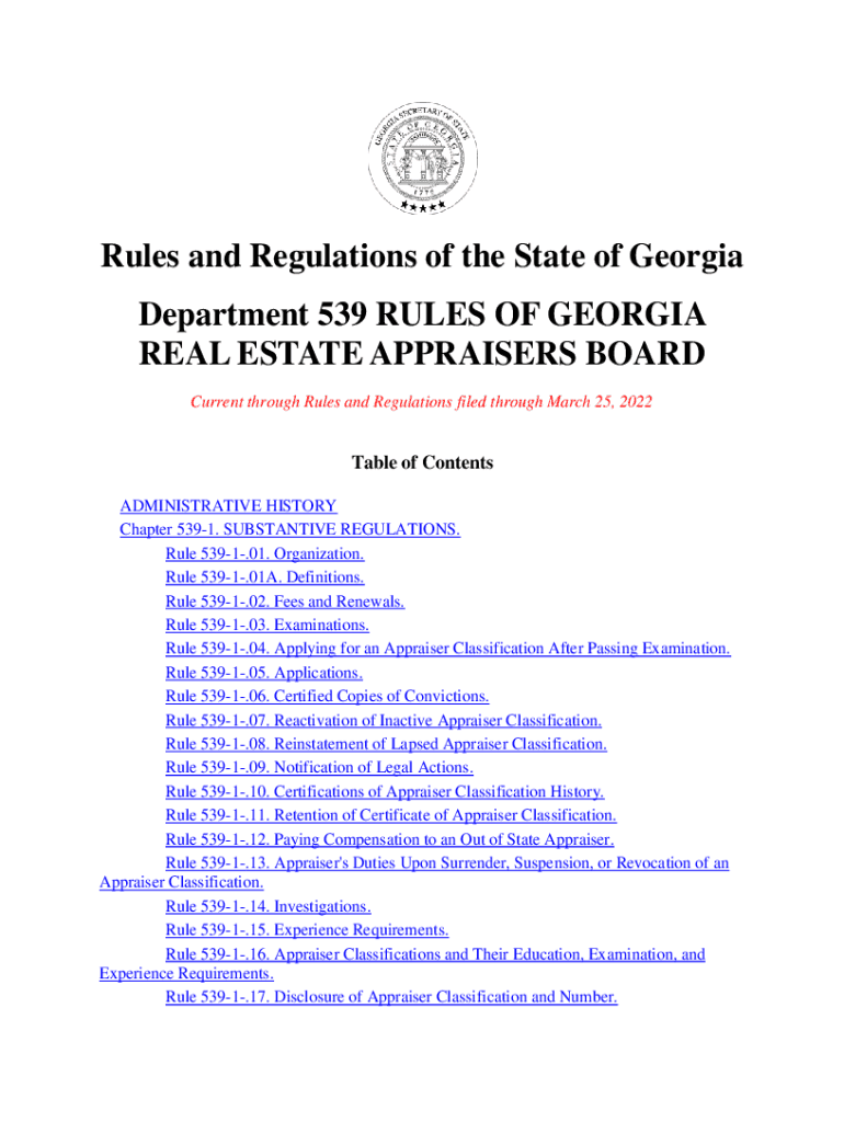Fillable Online rules.sos.ga.govDownloadpdfRules and Regulations of the
