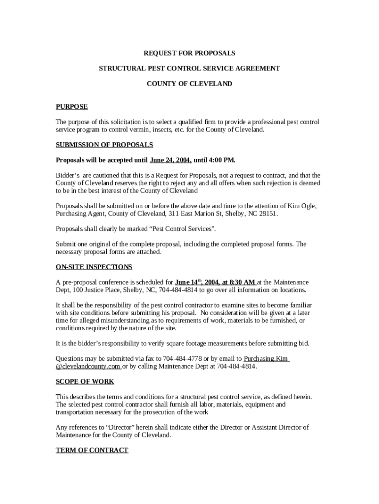 REQUEST FOR PROPOSAL PINE TREE ISD PEST CONTROL SERVICES 1. Doc ...