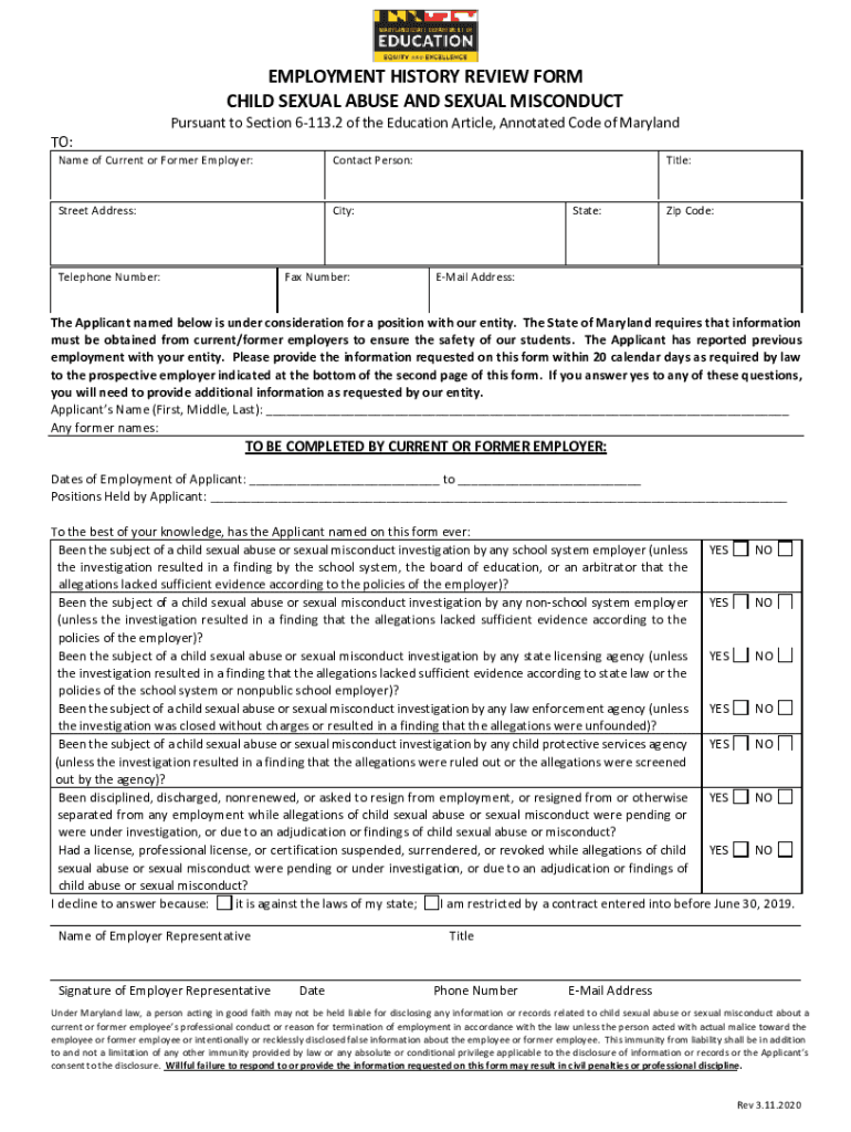 md employment history review Preview on Page 1