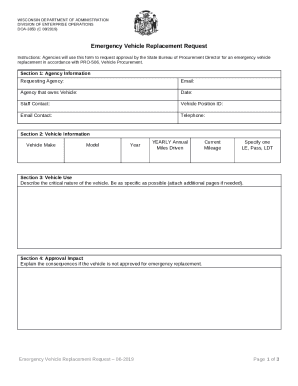 REQUEST TO ADD VEHICLES TO STATE AGENCY MASTER VEHICLE POLICY