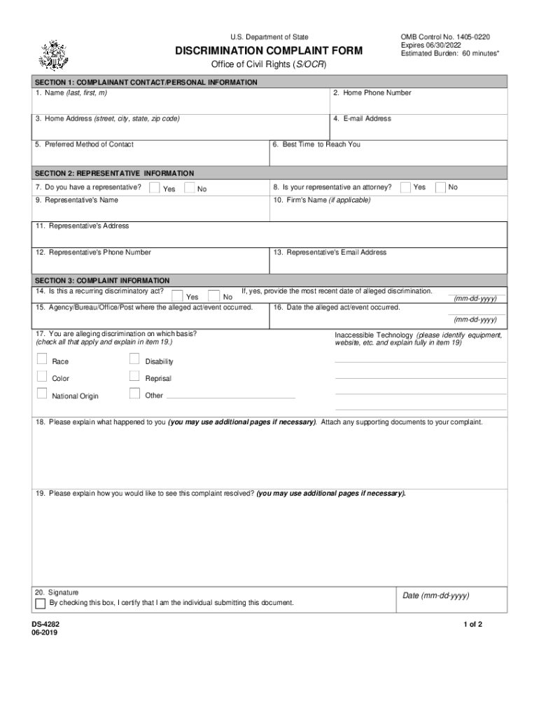 state discrimination complaint Preview on Page 1