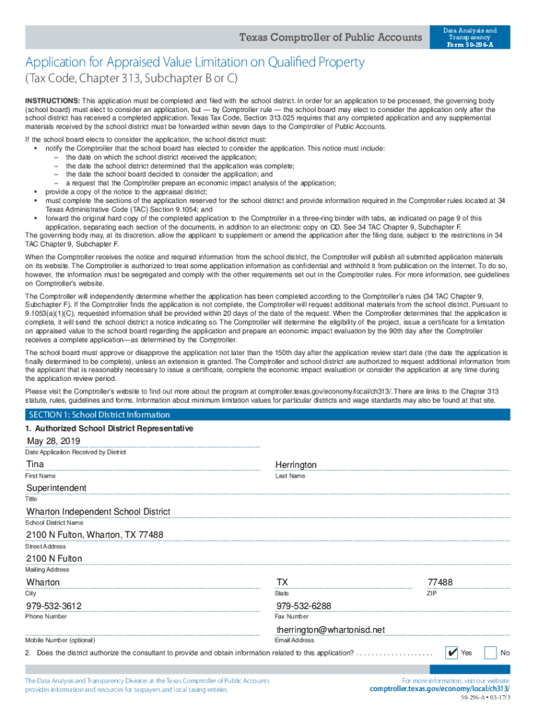 Fillable Online Application for Appraised Value Limitation On Qualified