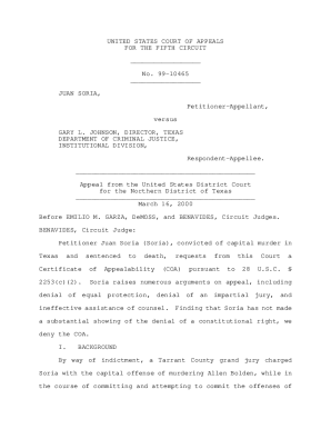 Fillable Online FOR THE FIFTH CIRCUIT No. 99-10465 JUAN ... - ca5 ...