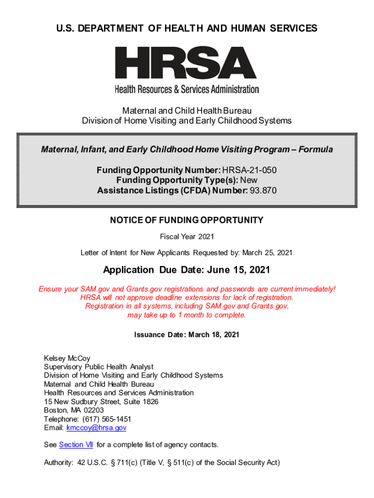Fillable Online grants hrsa MCHB HRSA-21-050 (X10) MIECHV FormulaOMB ...
