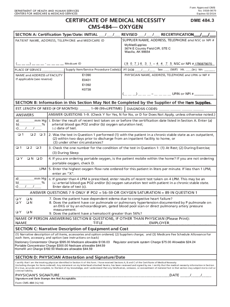 Fillable Online Fillable Online Certificate of Medical Necessity DME