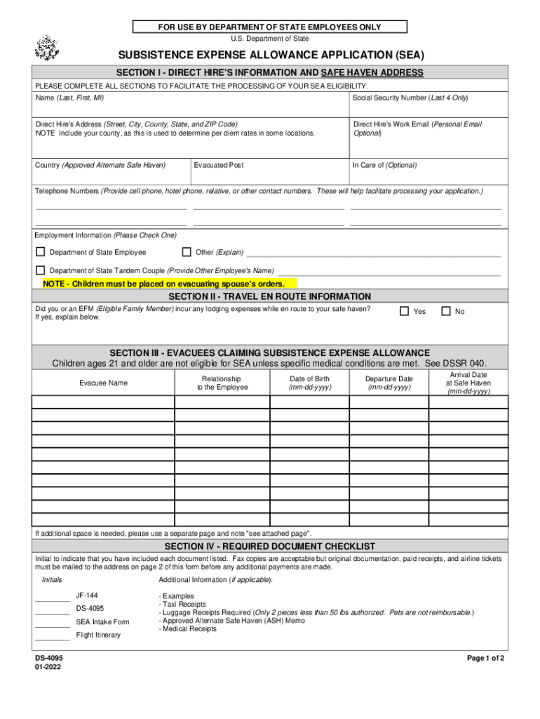 Personal Assistance Services (PAS) Policy - United States Department of State Preview on Page 1