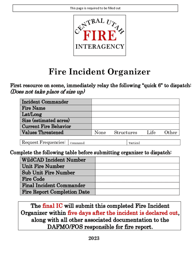Fire Incident Organizer Preview on Page 1