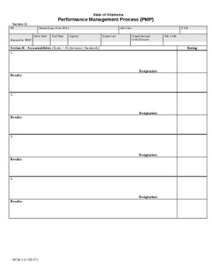 Performance Management Process (PMP). Form used by state of Oklahoma agencies to measure performance of employees.
