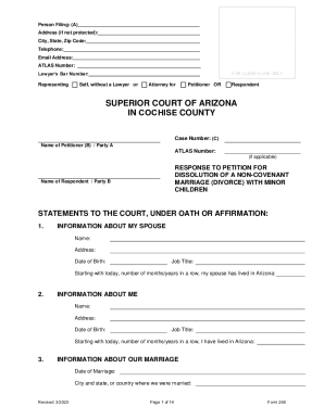 RESPONSE TO PETITION FOR DISSOLUTION WITH MINOR CHILDREN. DRDC31f