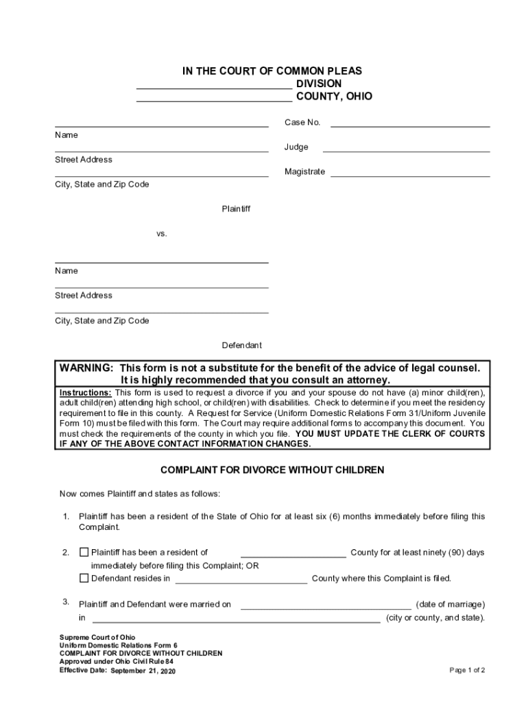 form 6 divorce Preview on Page 1