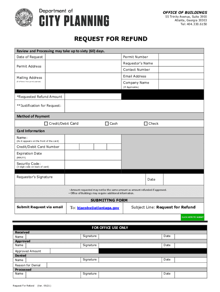REQUEST FOR REFUND - Atlanta Preview on Page 1