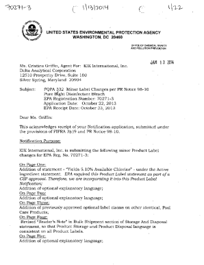 Fillable Online US EPA, Pesticide Product Label, PURE BRIGHT ...