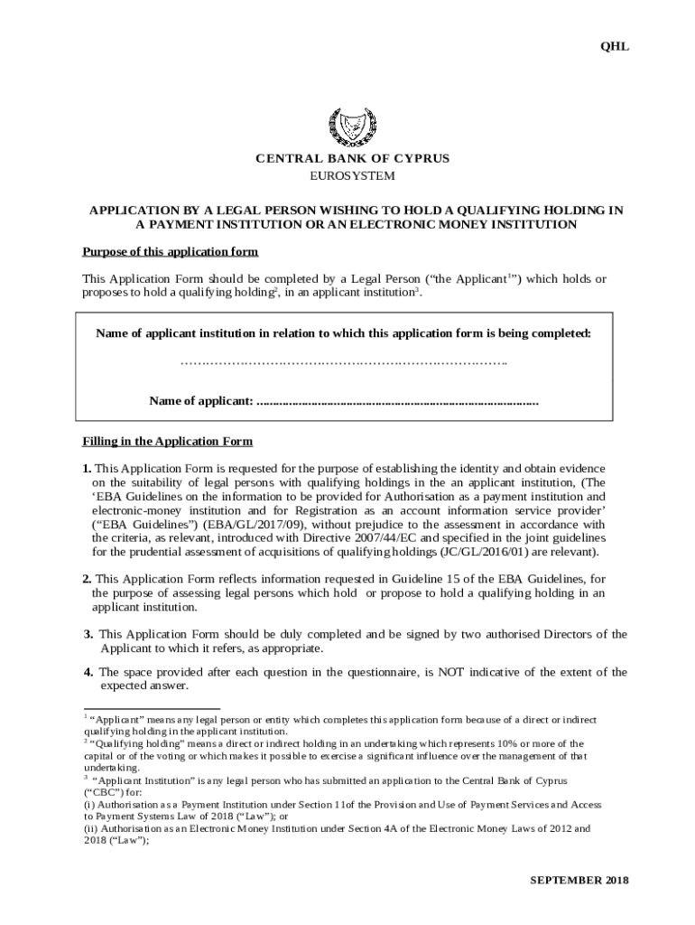 Application for Authorisation as Payment Central Bank Doc