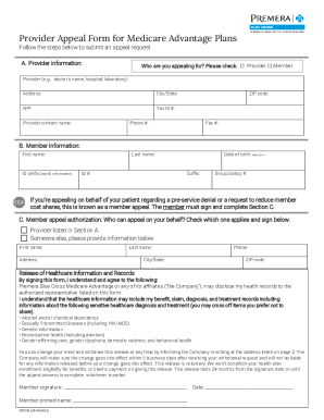 Fillable Online www.premera.comdocuments055139Provider Appeal Form ...