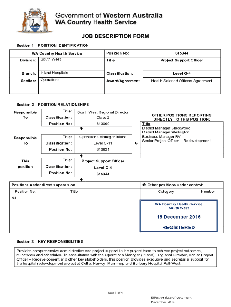 Fillable Online Section 1POSITION IDENTIFICATION search.jobs.wa.gov.au Fax Email Print pdfFiller