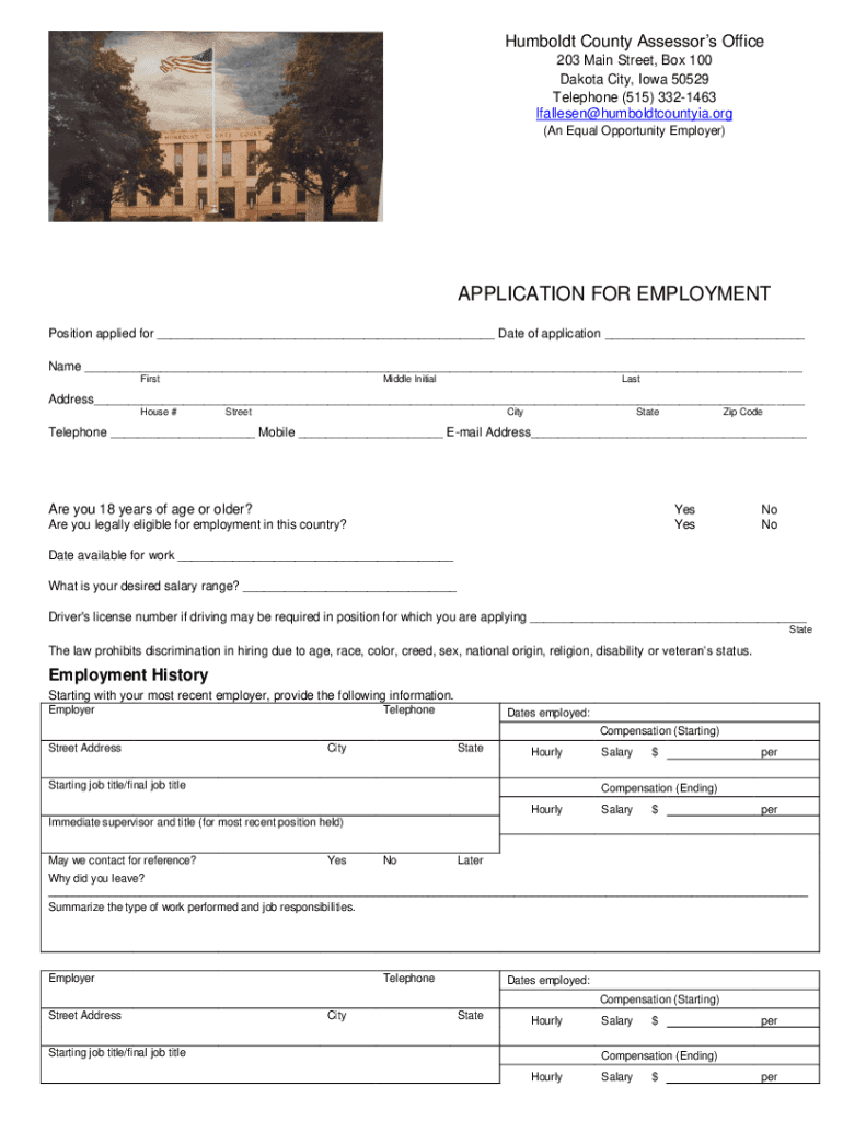 Fillable Online Humboldt County Assessor, Dakota City, Main Street