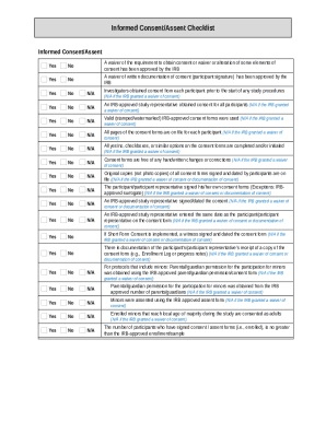 Ined Consent/Assent checklist Doc Template | pdfFiller