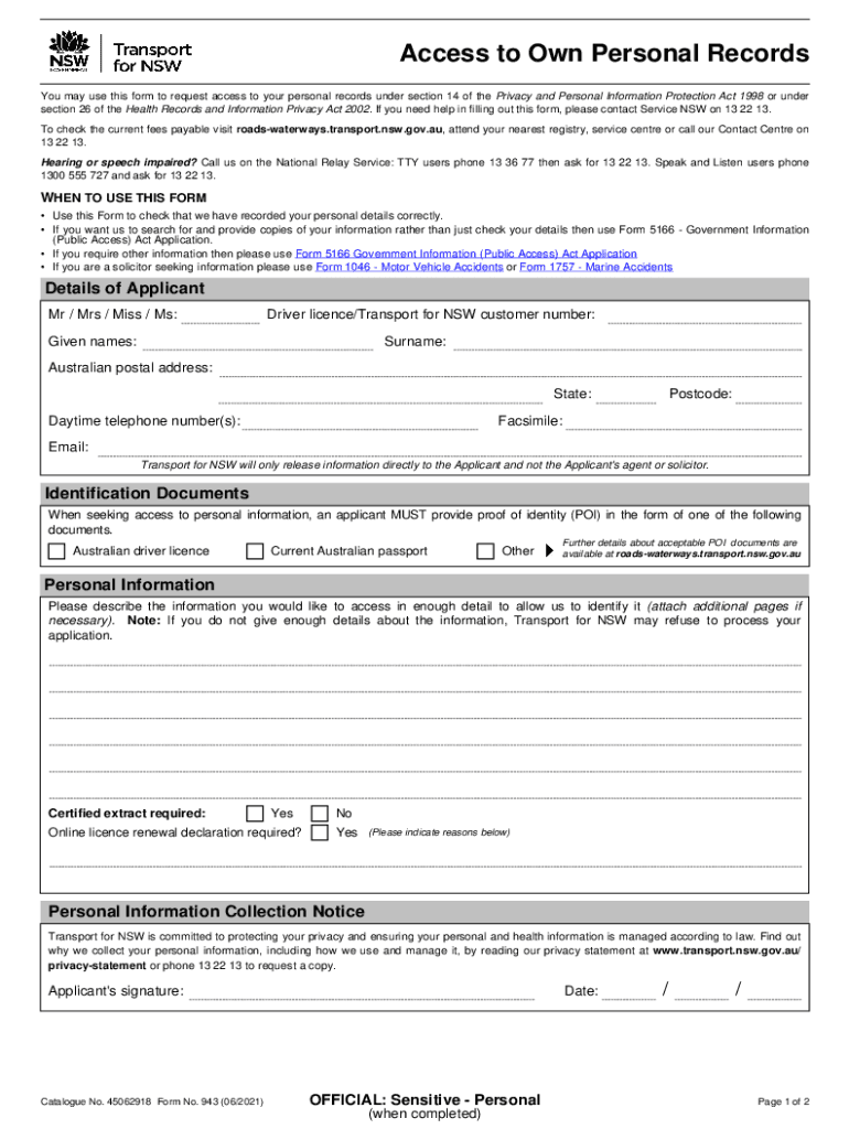 nsw access personal records Preview on Page 1