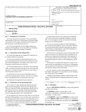 Fillable Online DISC-00/UD-106 Form Interrogatories - Unlawful Detainer ...