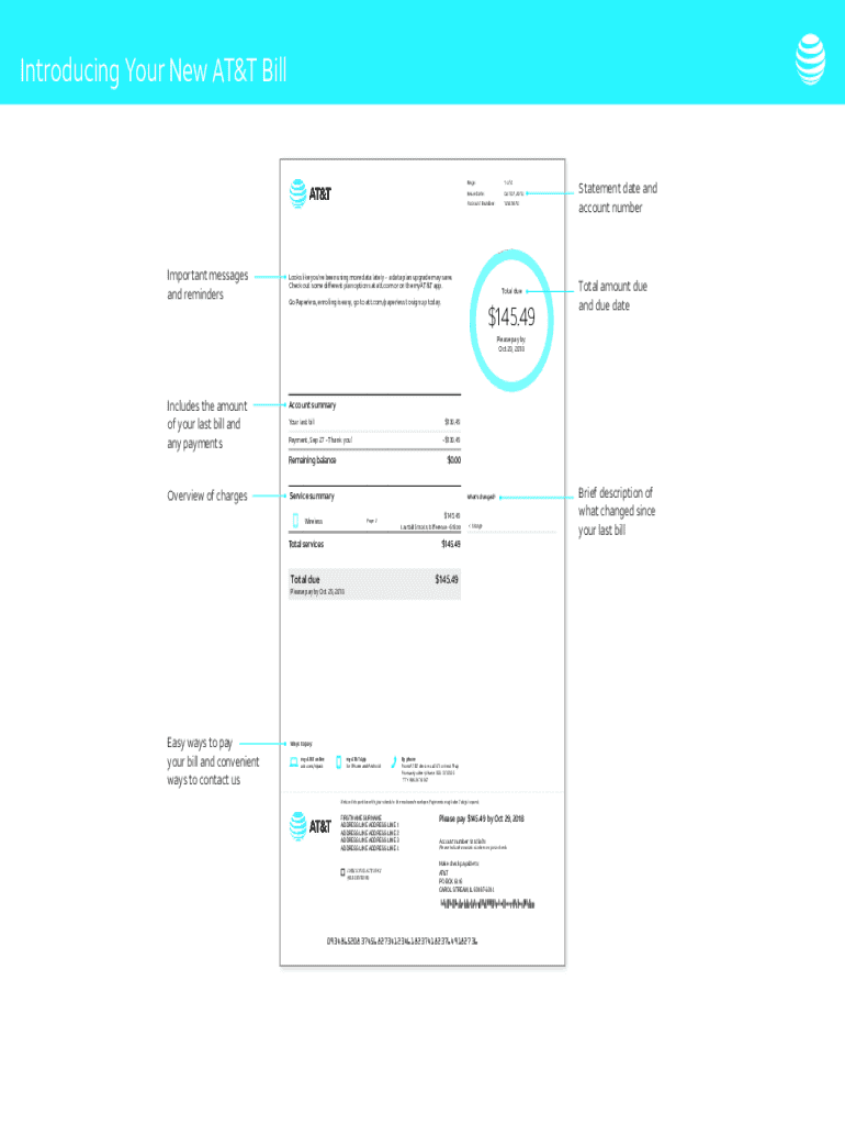ATandT Bill Statement Preview on Page 1