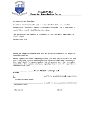 Movie Parental Permission Form