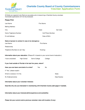 www.charlottecountyfl.gov core fileparseVolunteer Application Form - Charlotte County, Florida