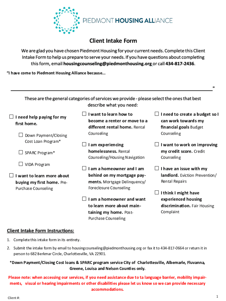 piedmonthousingalliance.orgwp-contentuploadsClient Intake Form - Piedmont Housing Alliance Preview on Page 1.