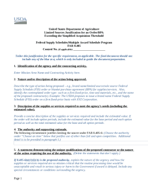 Limited Sources Justification for an Order/BPA