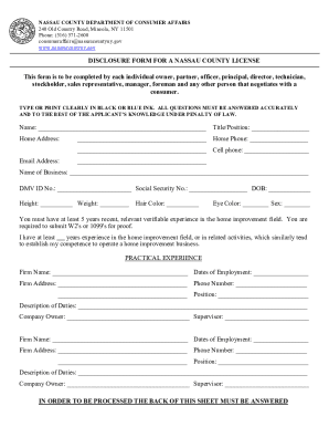 disclosure form for a nassau county license