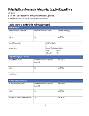 unitedhealthcare commercial network gap exception request form
