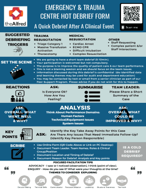 Emergency &amp;amp; Trauma Centre Hot Debrief FORM