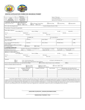 UNIFIED APPLICATION FORM FOR BUSINESS PERMIT