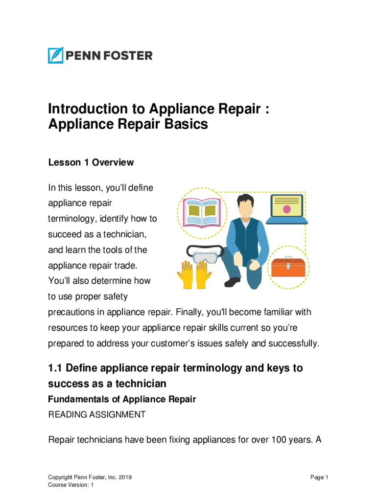 Fillable Online Appliance Repair Basics Certificate Nana Academy Fax
