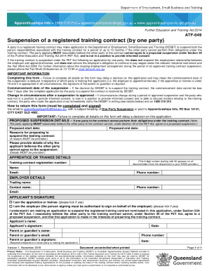 Fillable Online ATIS-049 Suspension of a registered training contract ...