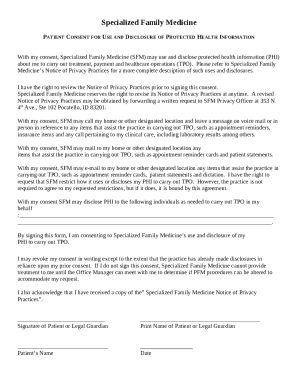 PATIENT CONSENT FOR USE AND DISCLOSURE OF PROTECTED HEALTH ...