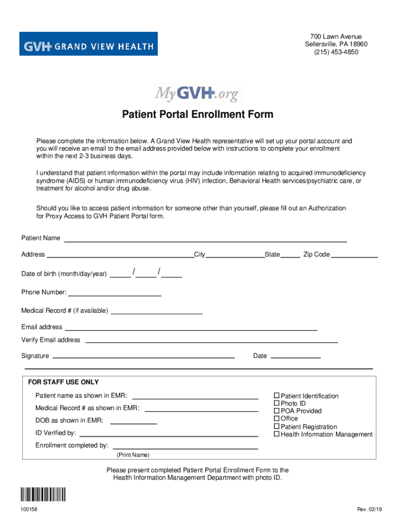 Fillable Online Grand View Medical Practices OB/GYN Adult Health ...