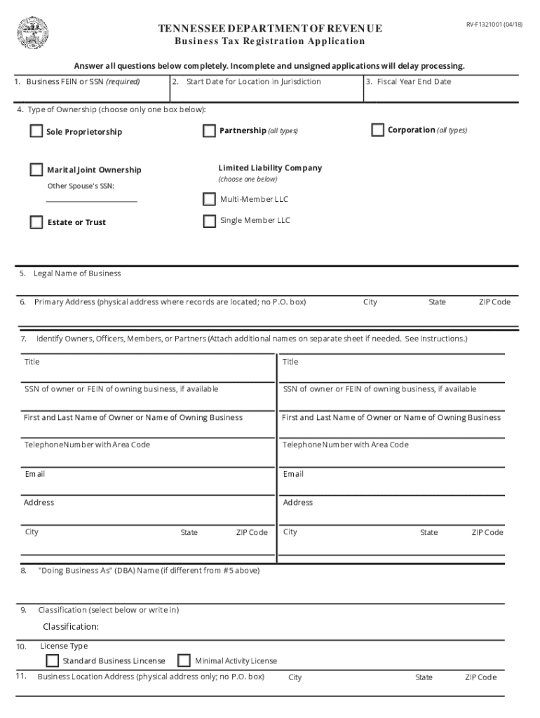DocHub form-library525735Tennessee Department Of Revenue Business Tax Registration Preview on Page 1